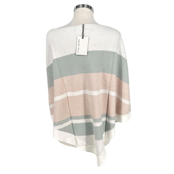 Barefoot Dreams CozyChic Ultra Lite Ocean Breeze Poncho Pink Multi Stripe NWT - Picture 5 of 11